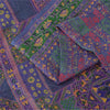 Sanskriti Vintage Sarees Purple Pure Silk Printed Sari 5yd Craft Fabric