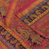 Sanskriti Vintage Sarees Pink Zari Border Human Printed Pure Silk Sari Fabric