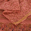 Sanskriti Vintage Sarees Pink Zari Border Pure Silk Print Sari 5yd Craft