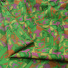 Sanskriti Vintage Sarees Green Zari Border Pure Silk Print Sari 6yd Craft Fabric