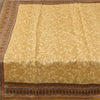 Sanskriti Vintage Sarees Beige Indian Pure Silk Printed Sari 5yd Craft Fabric