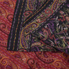 Sanskriti Vintage Sarees Indian Black/Red Pure Silk Print Sari 6yd Craft Fabric