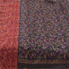 Sanskriti Vintage Sarees Indian Black/Red Pure Silk Print Sari 6yd Craft Fabric