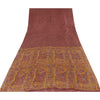 Sanskriti Vintage Sarees Indian Dark Red Pure Silk Printed Sari 5yd Craft Fabric