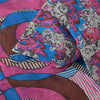 Sanskriti Vintage Sarees Blue/Pink 100% Pure Silk Printed Sari 5yd Craft Fabric