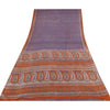 Sanskriti Vintage Sarees Purple/Orange Pure Silk Printed Sari 6yd Craft Fabric