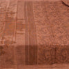 Sanskriti Vintage Sarees Dark Peach 100% Pure Silk Printed Sari 6yd Craft Fabric