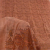 Sanskriti Vintage Sarees Dark Peach 100% Pure Silk Printed Sari 6yd Craft Fabric