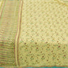 Sanskriti Vintage Sarees Lemon Yellow Pure Silk Printed Sari 6yd Craft Fabric