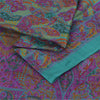 Sanskriti Vintage Sarees Purple/Green Pure Silk Printed Sari 6yd Craft Fabric