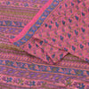 Sanskriti Vintage Sarees Pink/Blue Pure Silk Bird Printed Sari 6yd Craft Fabric