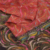 Sanskriti Vintage Sarees From India Red Pure Silk Printed Sari 5yd Craft Fabric