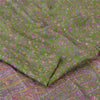 Sanskriti Vintage Sarees Green/Purple Pure Silk Printed Sari 5yd Craft Fabric