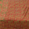 Sanskriti Vintage Sarees Red/Green 100% Pure Silk Printed Sari 6yd Craft Fabric