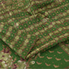 Sanskriti Vintage Sarees Green Indian Pure Silk Printed Sari 6yd Craft Fabric