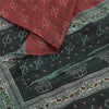 Sanskriti Vintage Sarees Red/Black Bandhani Pure Silk Print Sari Craft Fabric