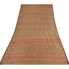 Sanskriti Vintage Sarees Dusty Red Pure Silk Printed Sari 5yd Soft Craft Fabric