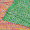 Sanskriti Vintage Sarees Green Indian Pure Silk Printed Sari 6yd Craft Fabric