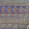 Sanskriti Vintage Sarees Blue Indian Pure Silk Printed Sari 5yd Craft Fabric