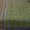 Sanskriti Vintage Sarees Green/Blue 100% Pure Silk Printed Sari 5yd Craft Fabric