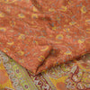 Sanskriti Vintage Sarees Indian Peach Pure Silk Printed Sari 5yd Craft Fabric