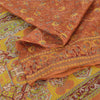 Sanskriti Vintage Sarees Indian Peach Pure Silk Printed Sari 5yd Craft Fabric