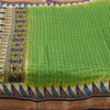 Sanskriti Vintage Sarees Green Woven Border Pure Silk Print Sari Craft Fabric