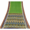 Sanskriti Vintage Sarees Green Woven Border Pure Silk Print Sari Craft Fabric