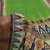 Sanskriti Vintage Sarees Green Woven Border Pure Silk Print Sari Craft Fabric