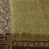 Sanskriti Vintage Sarees Green/Brown Pure Silk Print Sari 5yd Flora Craft Fabric