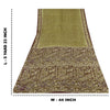 Sanskriti Vintage Sarees Green/Brown Pure Silk Print Sari 5yd Flora Craft Fabric