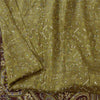 Sanskriti Vintage Sarees Green/Brown Pure Silk Print Sari 5yd Flora Craft Fabric