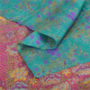 Sanskriti Vintage Sarees Blue/Pink Pure Silk Printed Sari 5yd Soft Craft Fabric