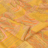 Sanskriti Vintage Sarees Yellow Indian Pure Chiffon Silk Printed Sari 6yd Fabric