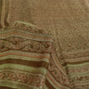 Sanskriti Vintage Sarees Heena-Green Pure Silk Printed Sari 6yd Craft Fabric