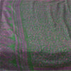 Sanskriti Vintage Sarees Green/Purple Pure Silk Printed Sari 6yd Craft Fabric