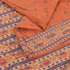 Sanskriti Vintage Sarees Orange/Blue Pure Silk Printed Sari 6yd Craft Fabric