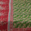 Sanskriti Vintage Sarees Green Indian Pure Silk Printed Sari 5yd Craft Fabric