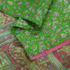 Sanskriti Vintage Sarees Indian Green Pure Silk Printed Sari 5yd Craft Fabric