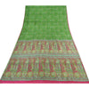 Sanskriti Vintage Sarees Indian Green Pure Silk Printed Sari 5yd Craft Fabric