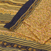 Sanskriti Vintage Sarees PaleYellow 100% Pure Silk Printed Sari 6yd Craft Fabric