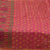 Sanskriti Vintage Sarees Pink Zari Border Pure Silk Print Sari 6yd Craft Fabric