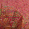 Sanskriti Vintage Sarees Dark Pink 100% Pure Silk Printed Sari 5yd Craft Fabric