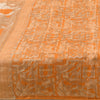 Sanskriti Vintage Sarees Orange Indian Pure Silk Printed Sari 6yd Craft Fabric