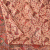 Sanskriti Vintage Sarees Peach Zari Border Pure Silk Print Sari 6yd Craft Fabric