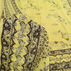 Sanskriti Vintage Sarees Yellow 100% Pure Silk Printed Sari 6yd Craft Fabric