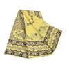 Sanskriti Vintage Sarees Yellow 100% Pure Silk Printed Sari 6yd Craft Fabric