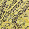 Sanskriti Vintage Sarees Yellow 100% Pure Silk Printed Sari 6yd Craft Fabric