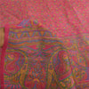 Sanskriti Vintage Sarees Dark Pink 100% Pure Silk Printed Sari 6yd Craft Fabric