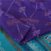 Sanskriti Vintage Sarees Purple/Blue Pure Silk Animal Printed Sari 5yd Fabric